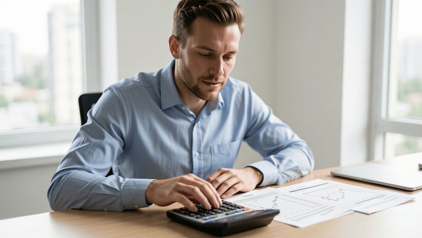 Man Budgeting Finances for Small Loan Repayment in Texas