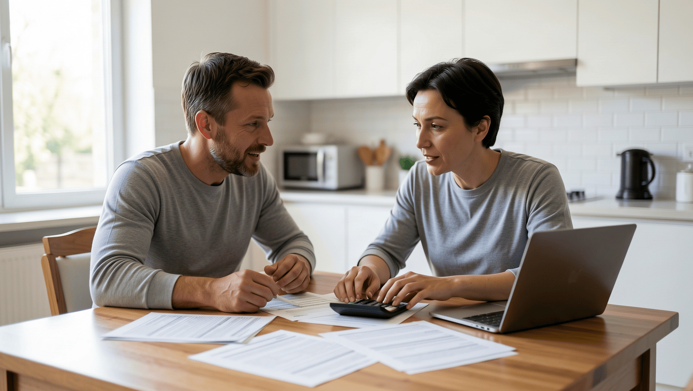 Couple Discussing Budget Lowering DTI Texas Loans in 2026