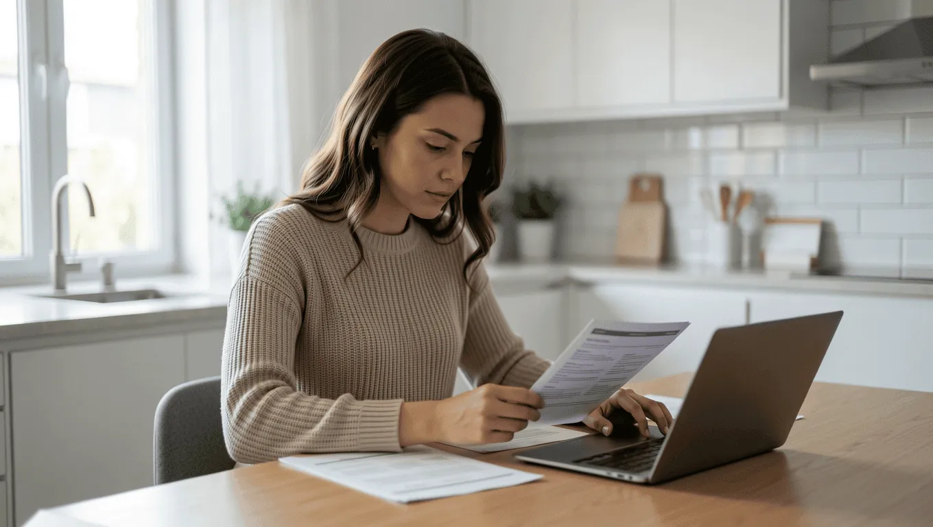 Woman Reviewing Personal Loan Documents in Texas
