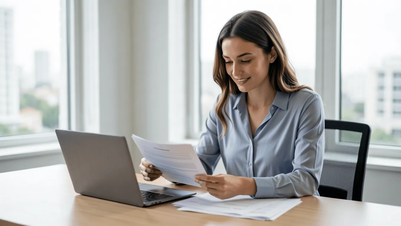 Woman using personal loan calculator Texas to review finances.