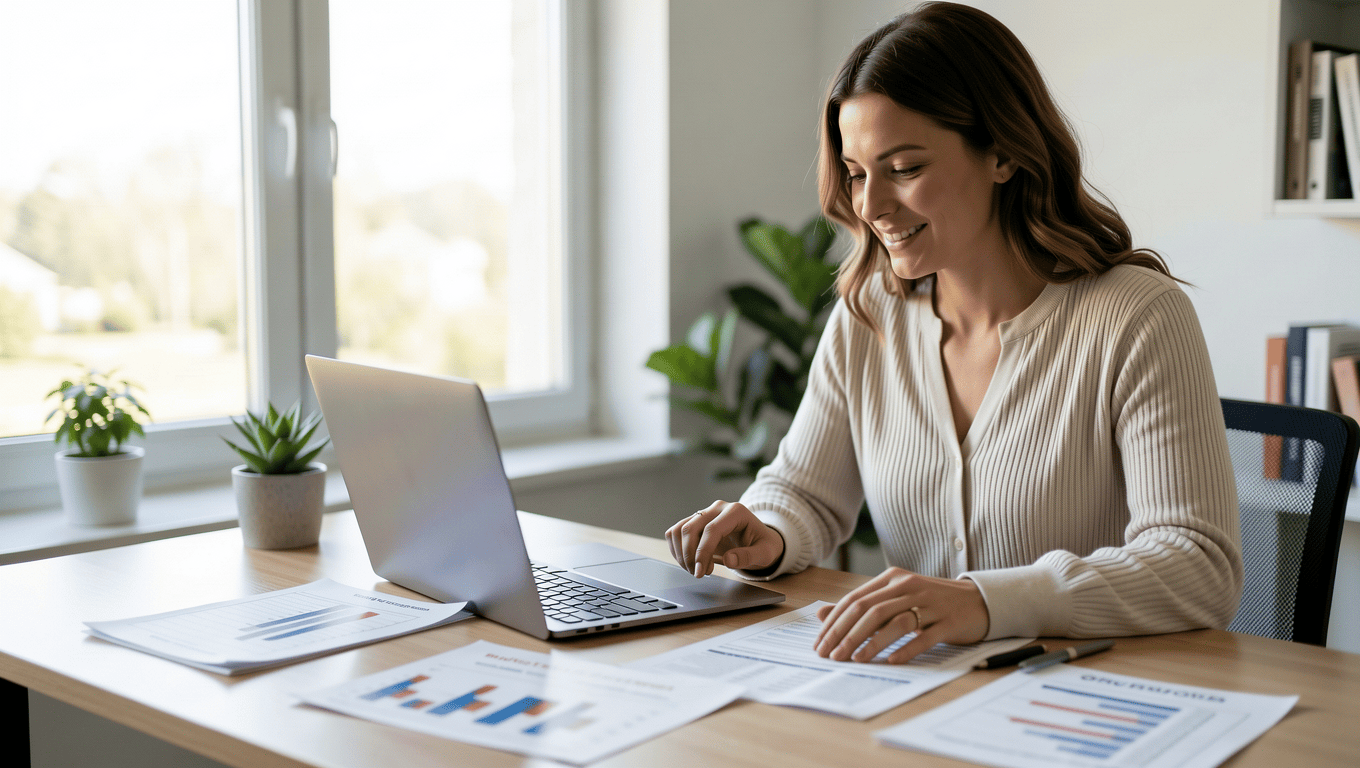 Woman managing finances based on Texas installment loan terms.