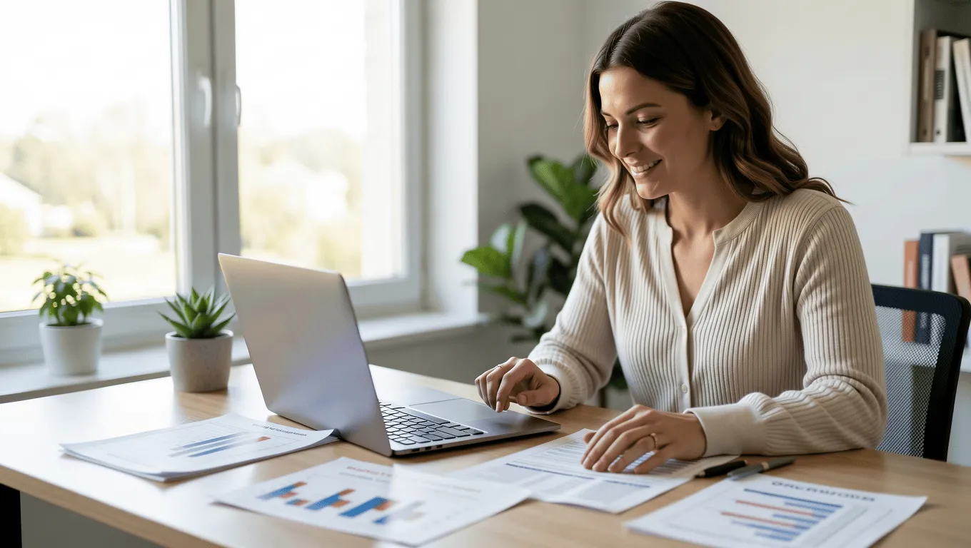 Woman managing finances based on Texas installment loan terms.