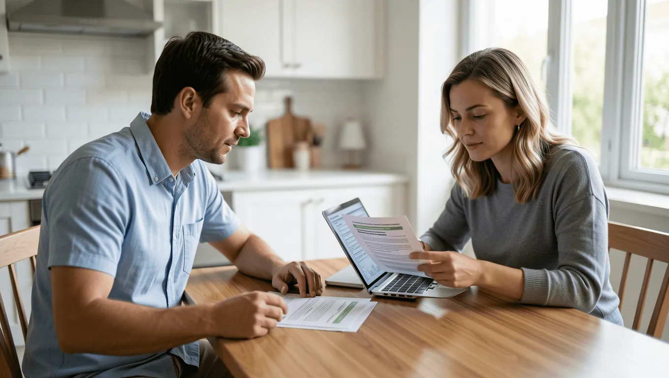 Couple comparing personal loan offers in Texas cities.