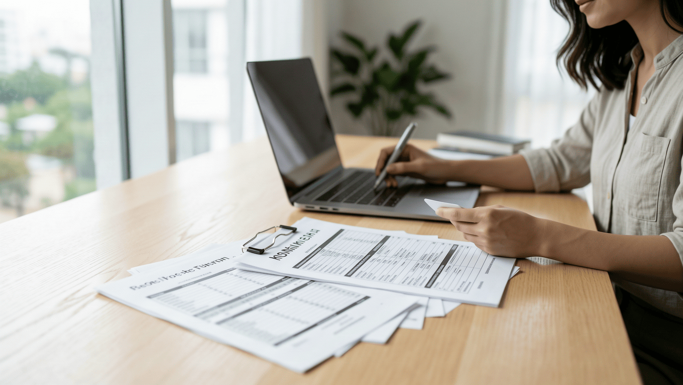 Person budgeting for personal loan repayment in Texas.