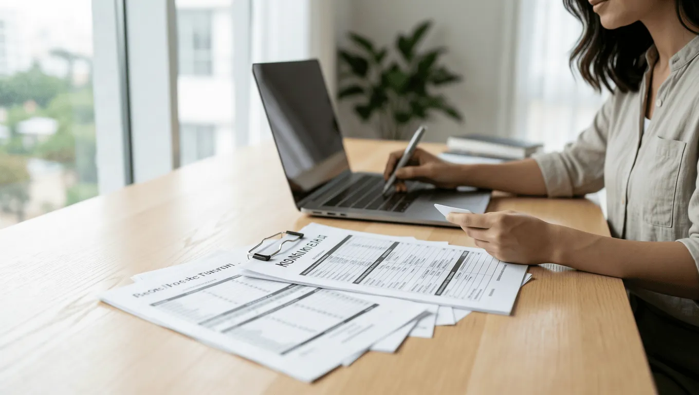 Person budgeting for personal loan repayment in Texas.