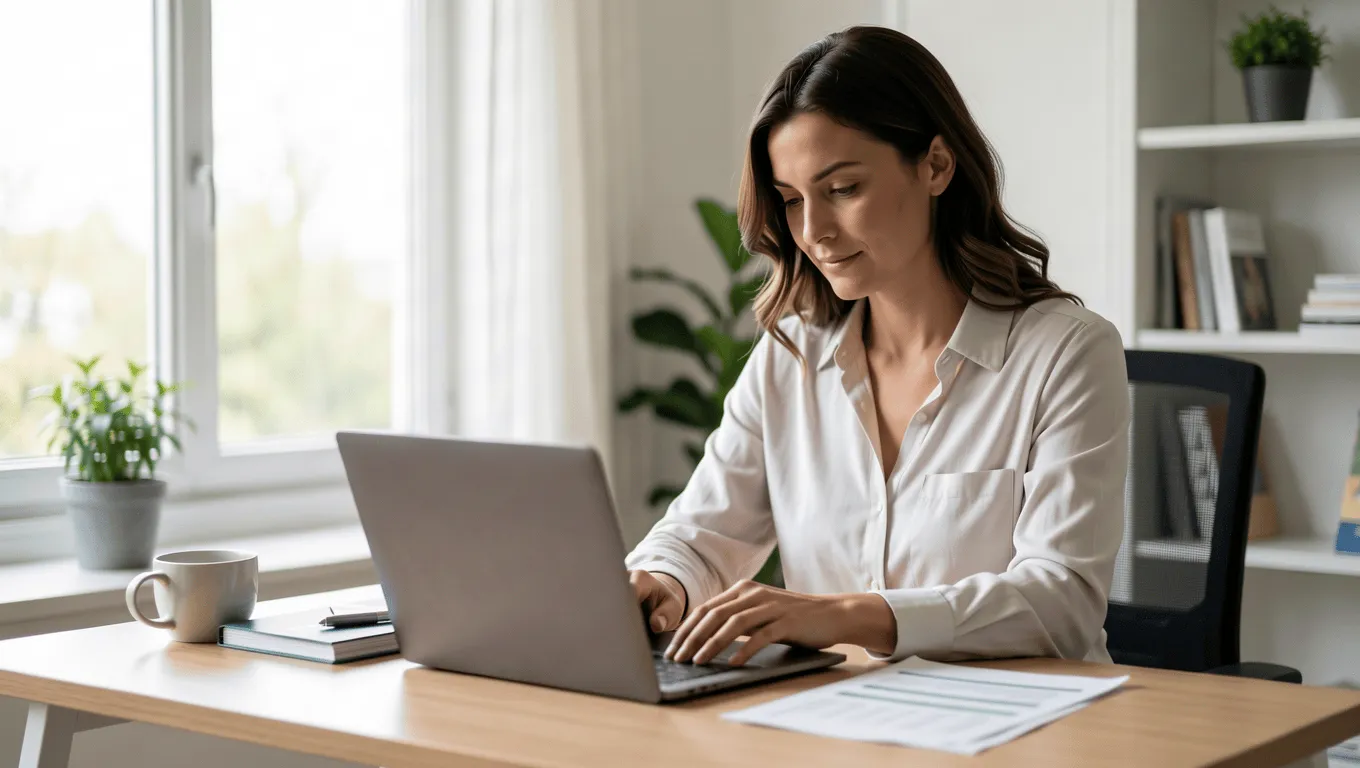 Woman managing finances with an Austin personal loan.