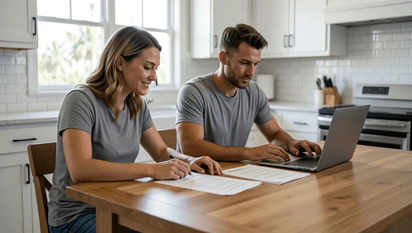 Corpus Christi couple discussing personal loans for home improvements.