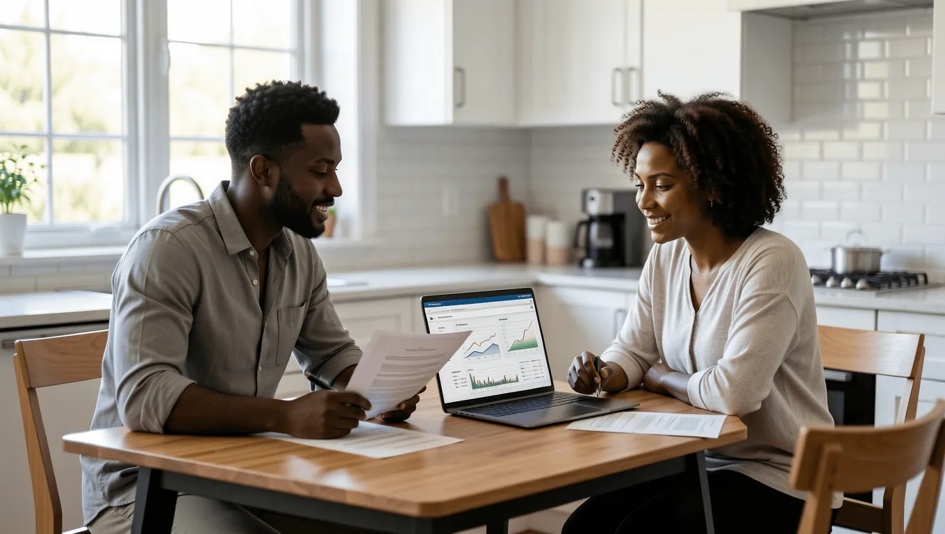 Couple discussing personal loans in Dallas Texas.