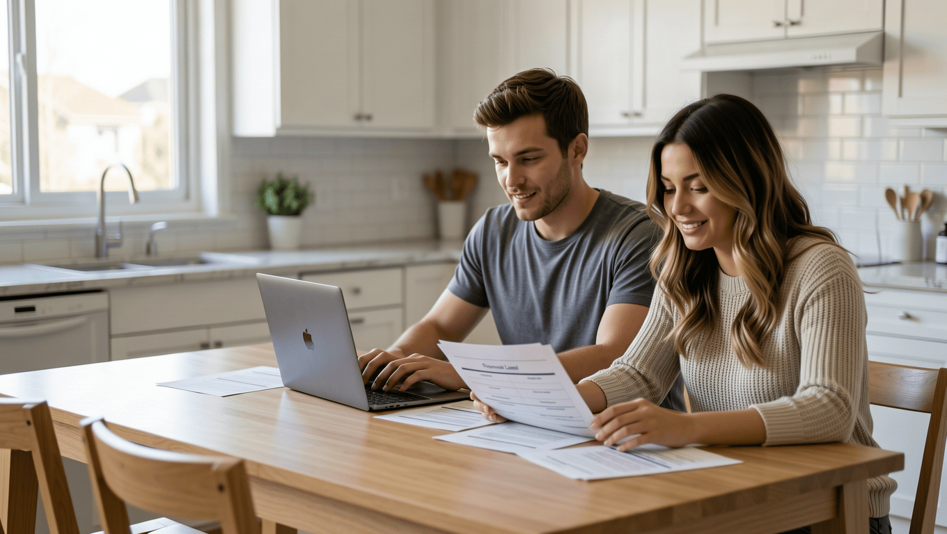 Couple researching personal loans in Plano Texas