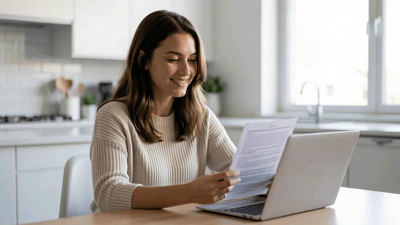 Woman Reviewing 540 Credit Score Loan Documents in Texas