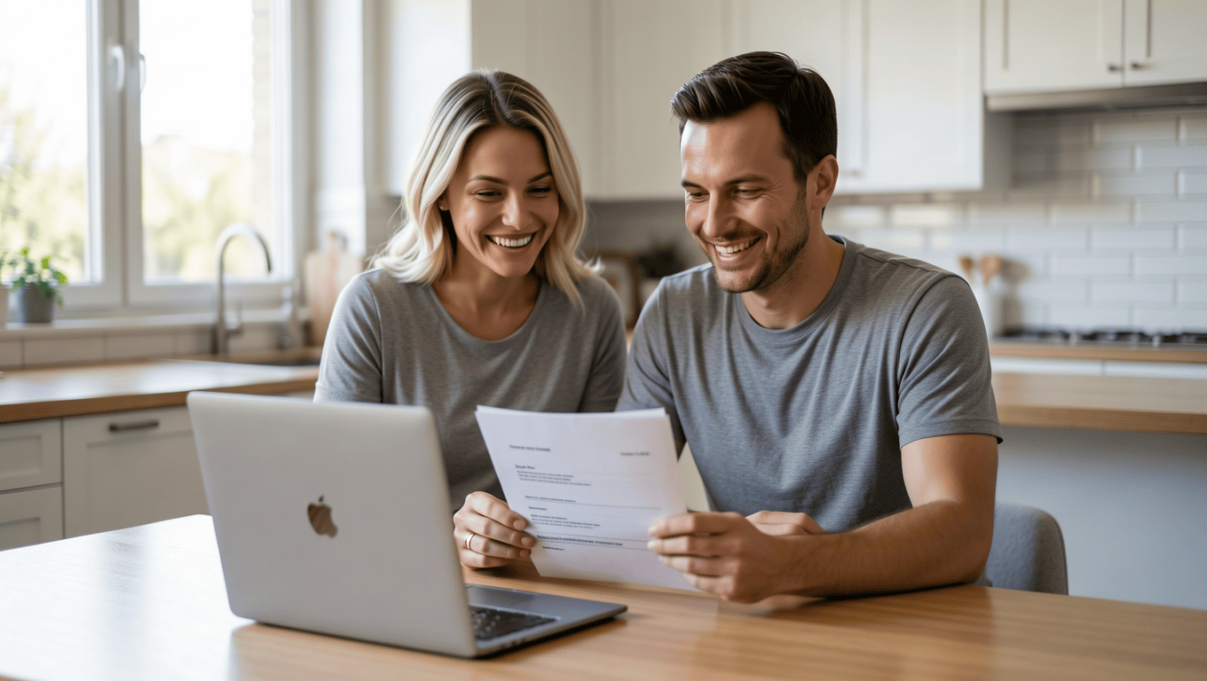 Couple Reviewing 720 Credit Score Loan Approval in Texas
