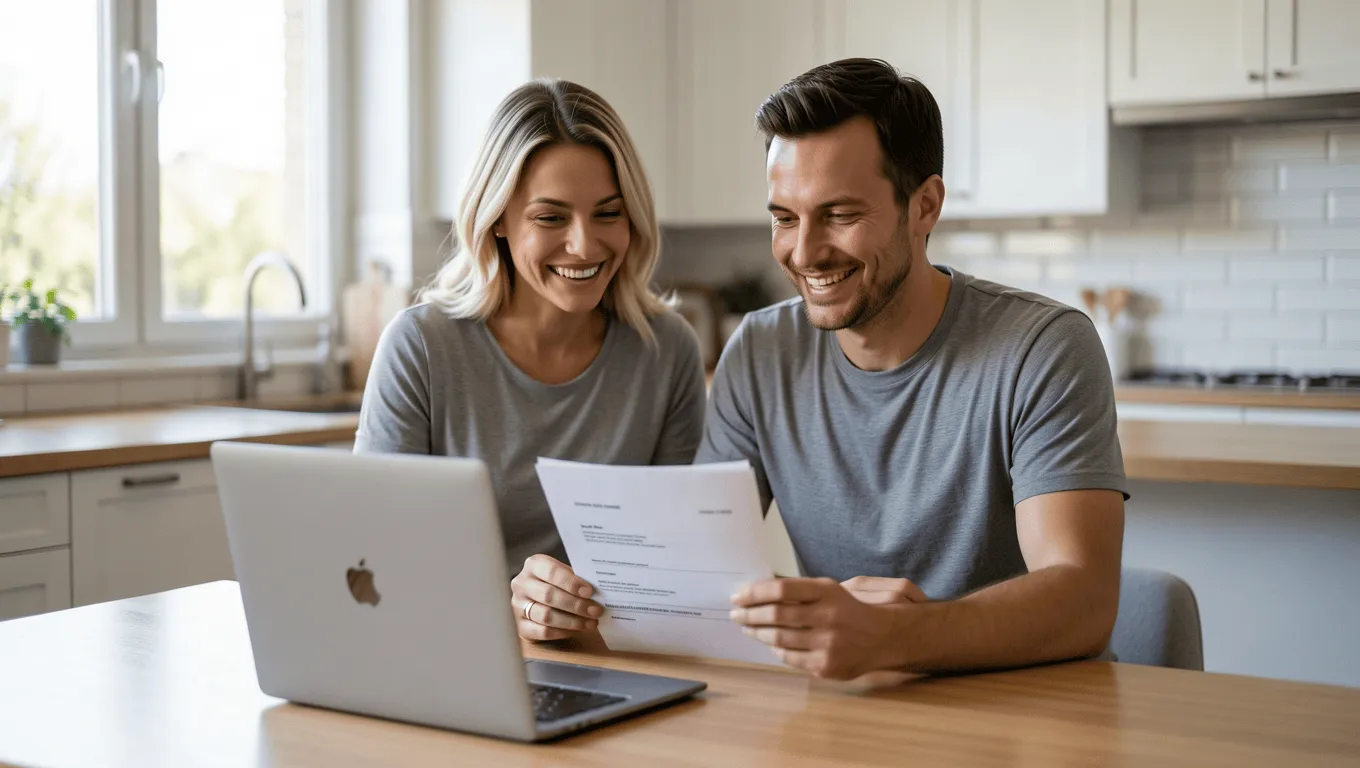 Couple Reviewing 720 Credit Score Loan Approval in Texas