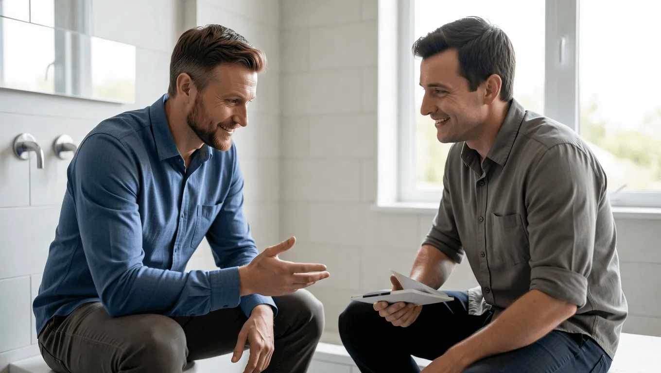 Homeowner budgeting for bathroom remodel loan in Texas.