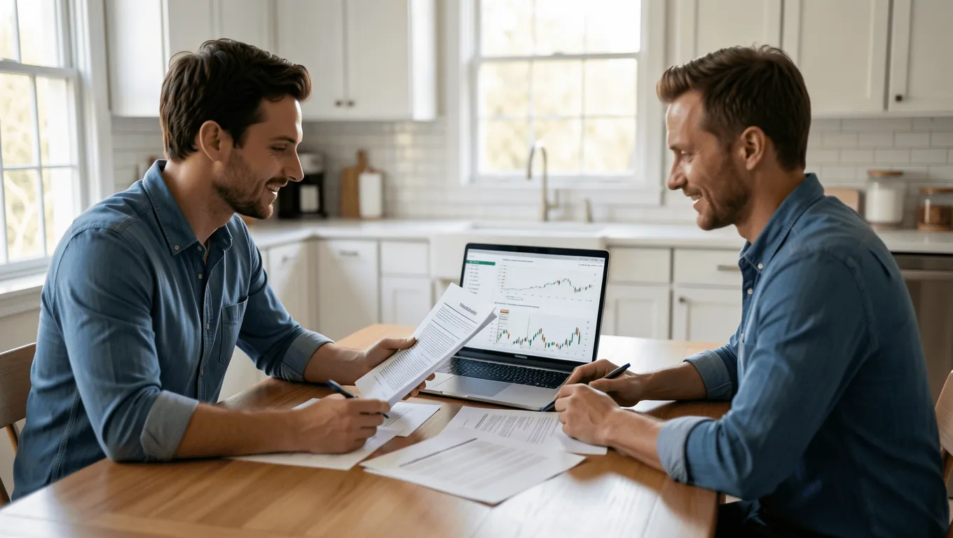 couple discussing deck financing options in Texas