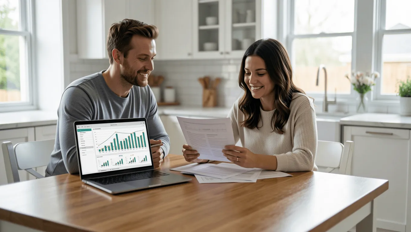 Couple Reviewing Driveway Paving Loan Documents in Texas