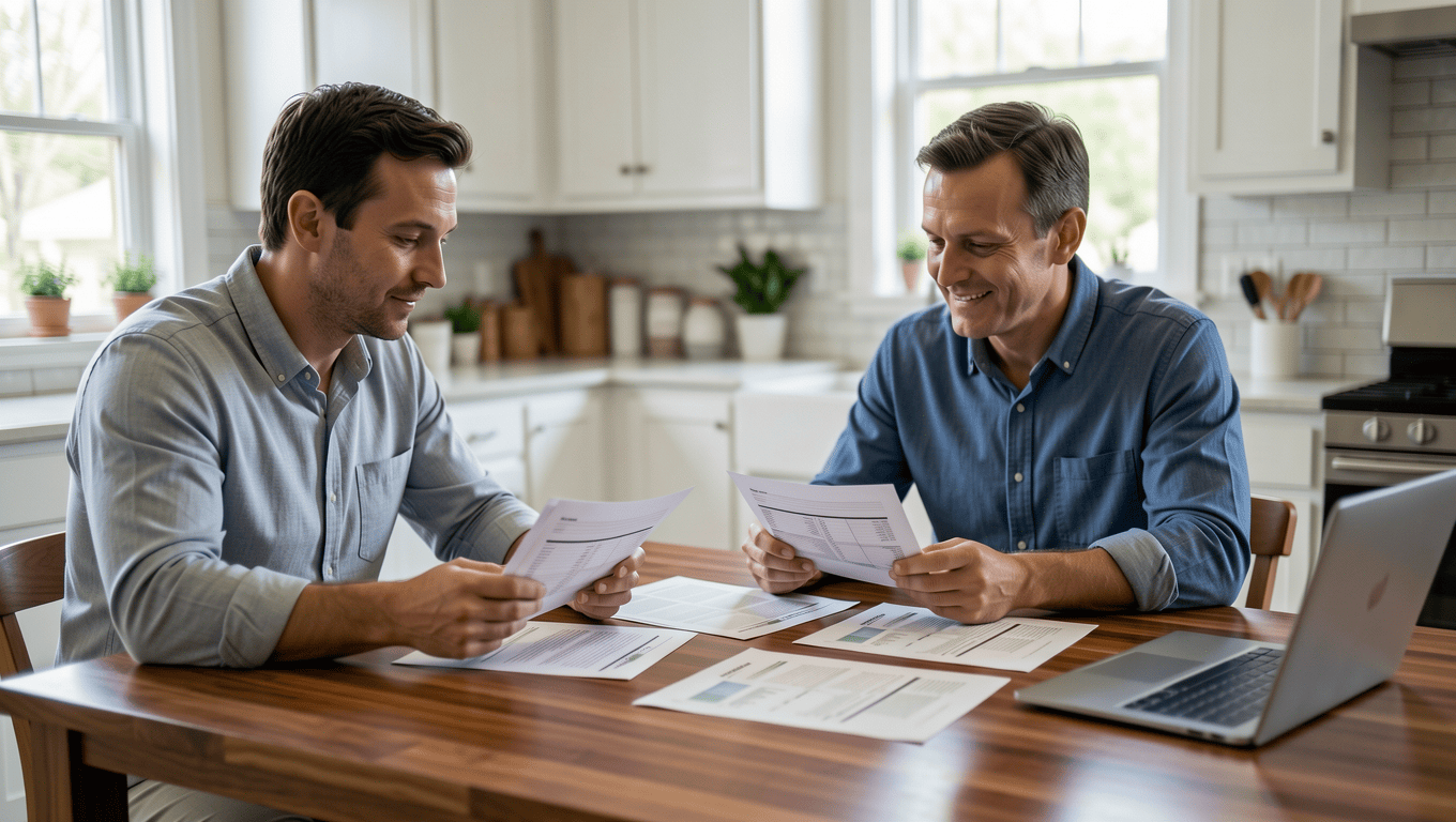 Couple discussing flooring financing options in Texas with a personal loan.