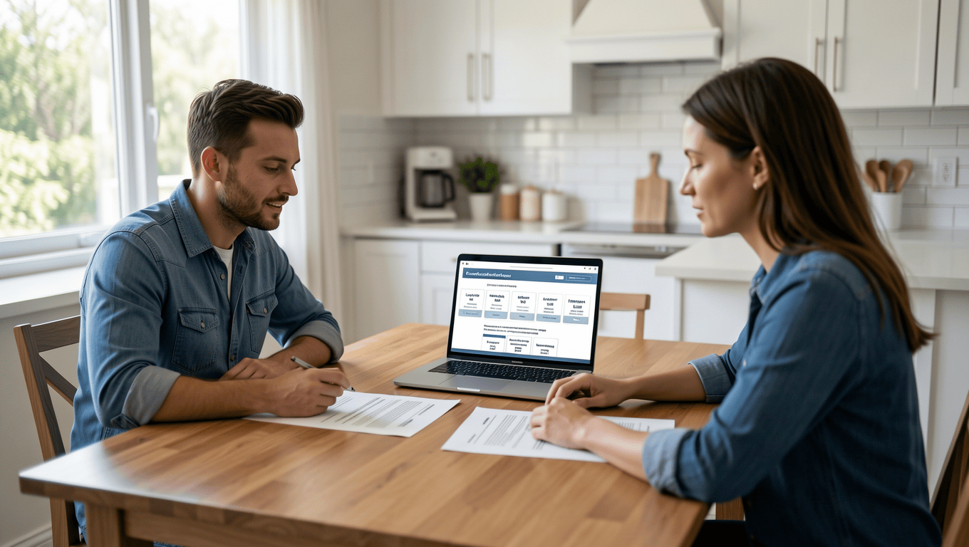 Couple discussing foundation repair financing in Texas.