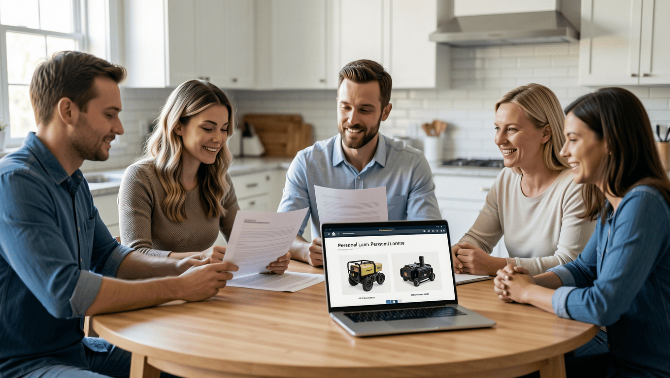 Texan family discussing generator financing options.