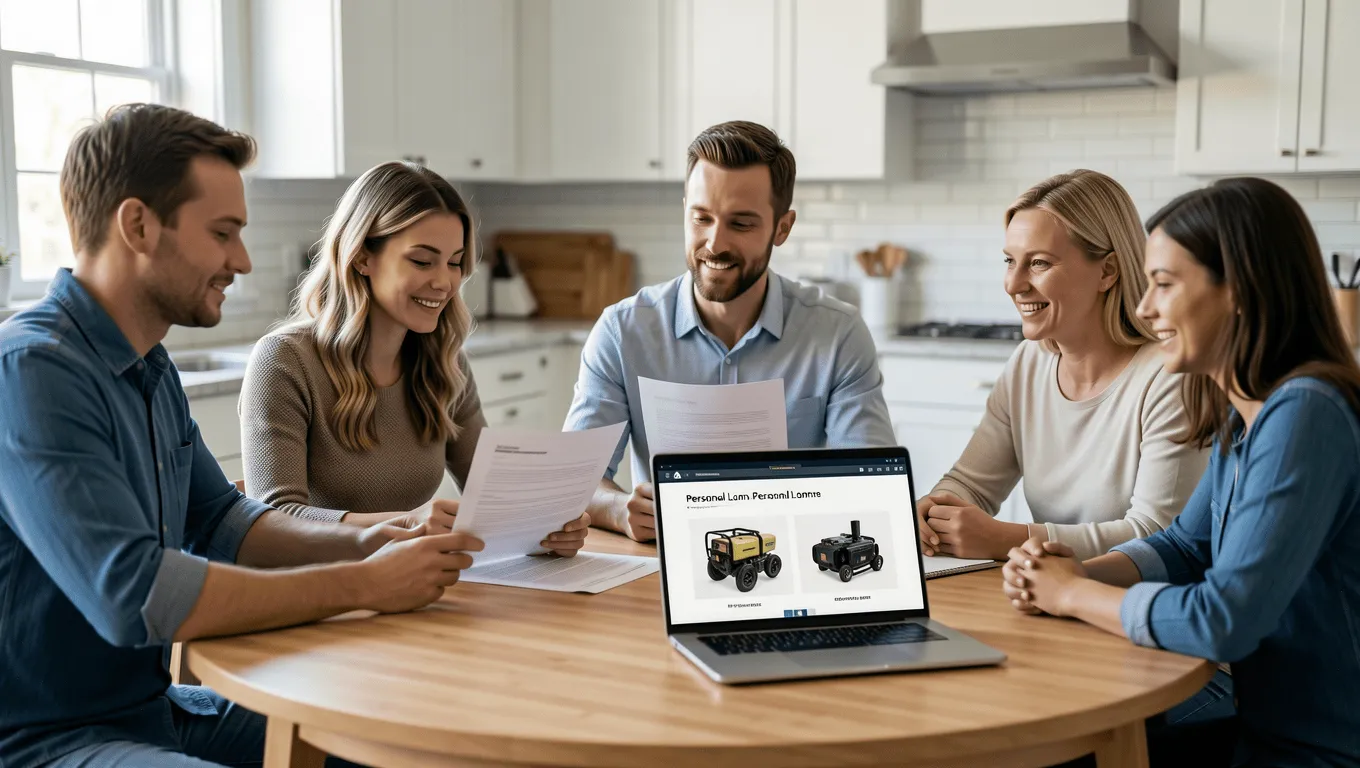 Texan family discussing generator financing options.