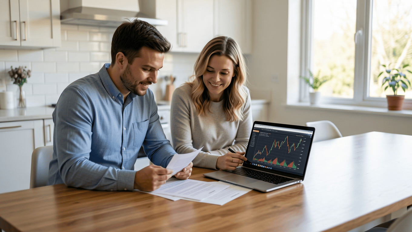 Home improvement loans bad credit Texas: couple reviewing finances.