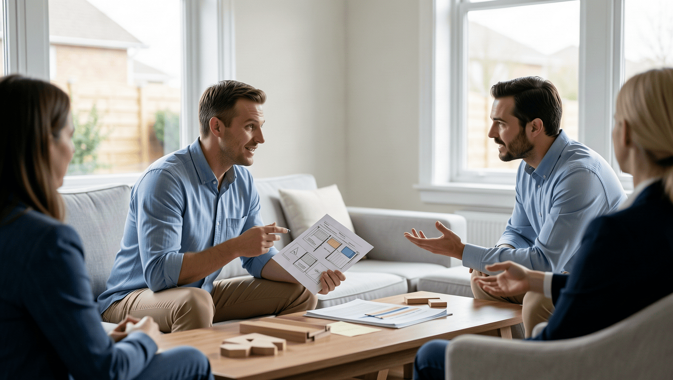 Home improvement loans bad credit Texas: homeowner with financial advisor.