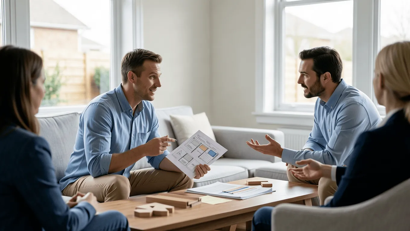 Home improvement loans bad credit Texas: homeowner with financial advisor.