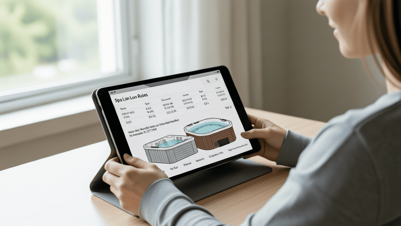 Woman planning her hot tub purchase and financing in Texas.