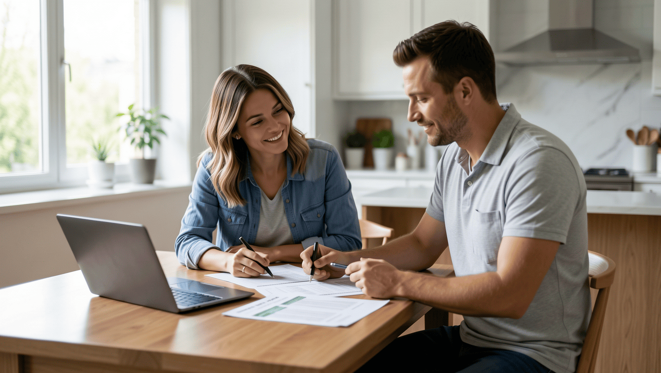 couple discussing landscaping loans texas options