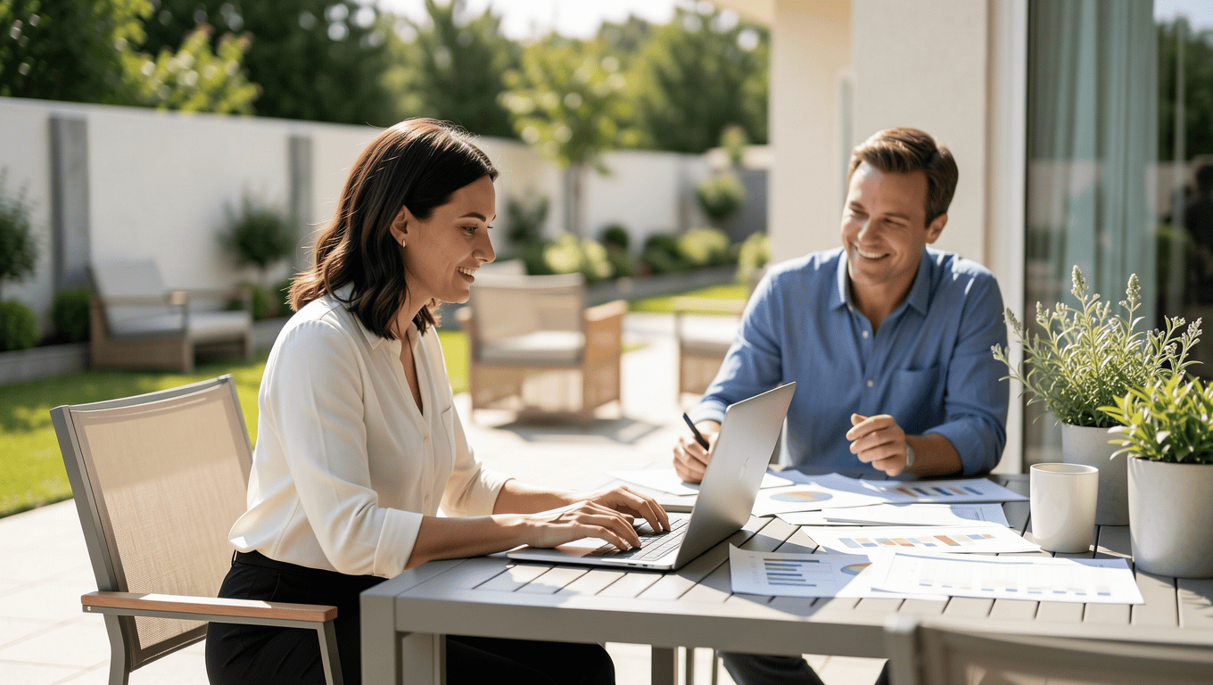 Woman budgeting for patio financing in Texas.