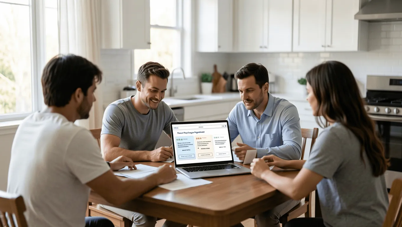 Family discussing Texas roof loans and repairs in 2026.