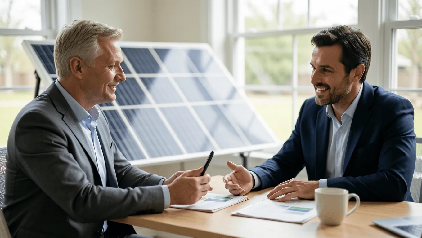 Homeowner Discussing Solar Panel Financing Options in Texas