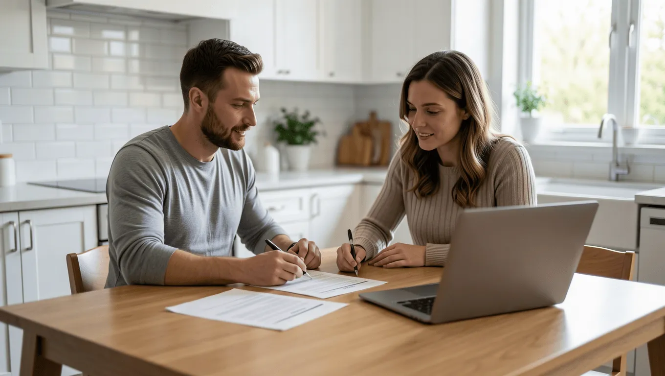 Texas couple reviewing $10,000 loan approval documents.