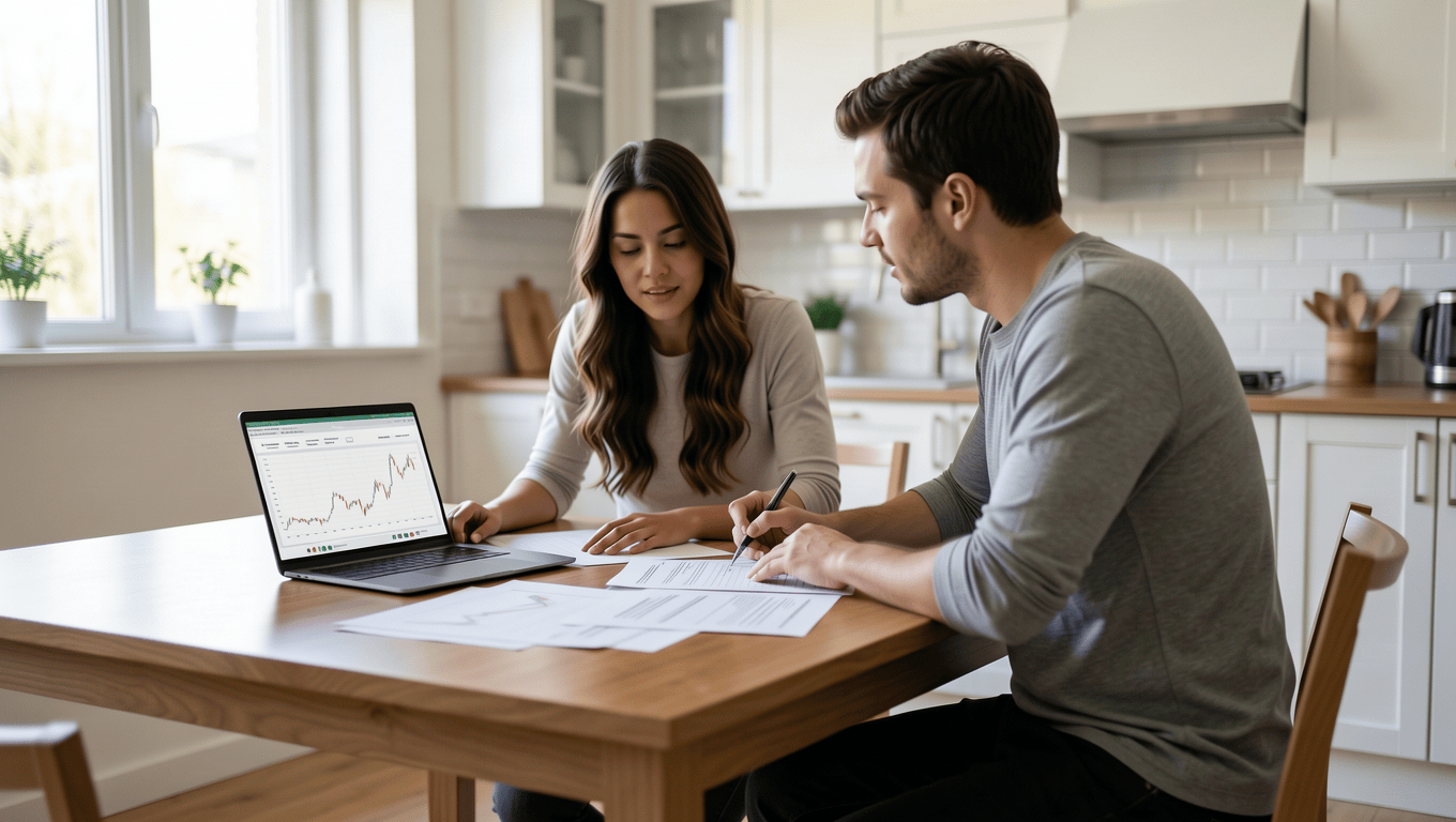 Couple Reviewing $15000 Loan Documents in Texas
