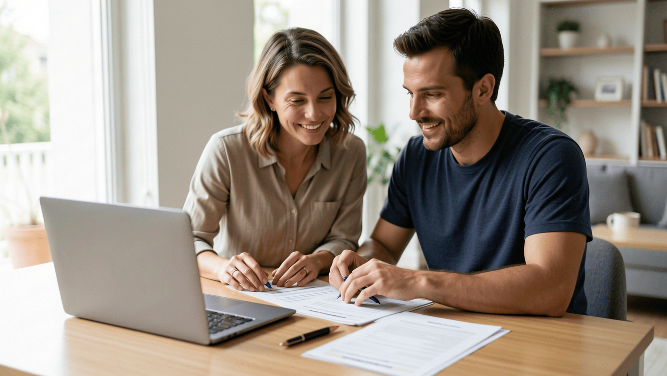 Texas couple discussing $25000 loan options and finances