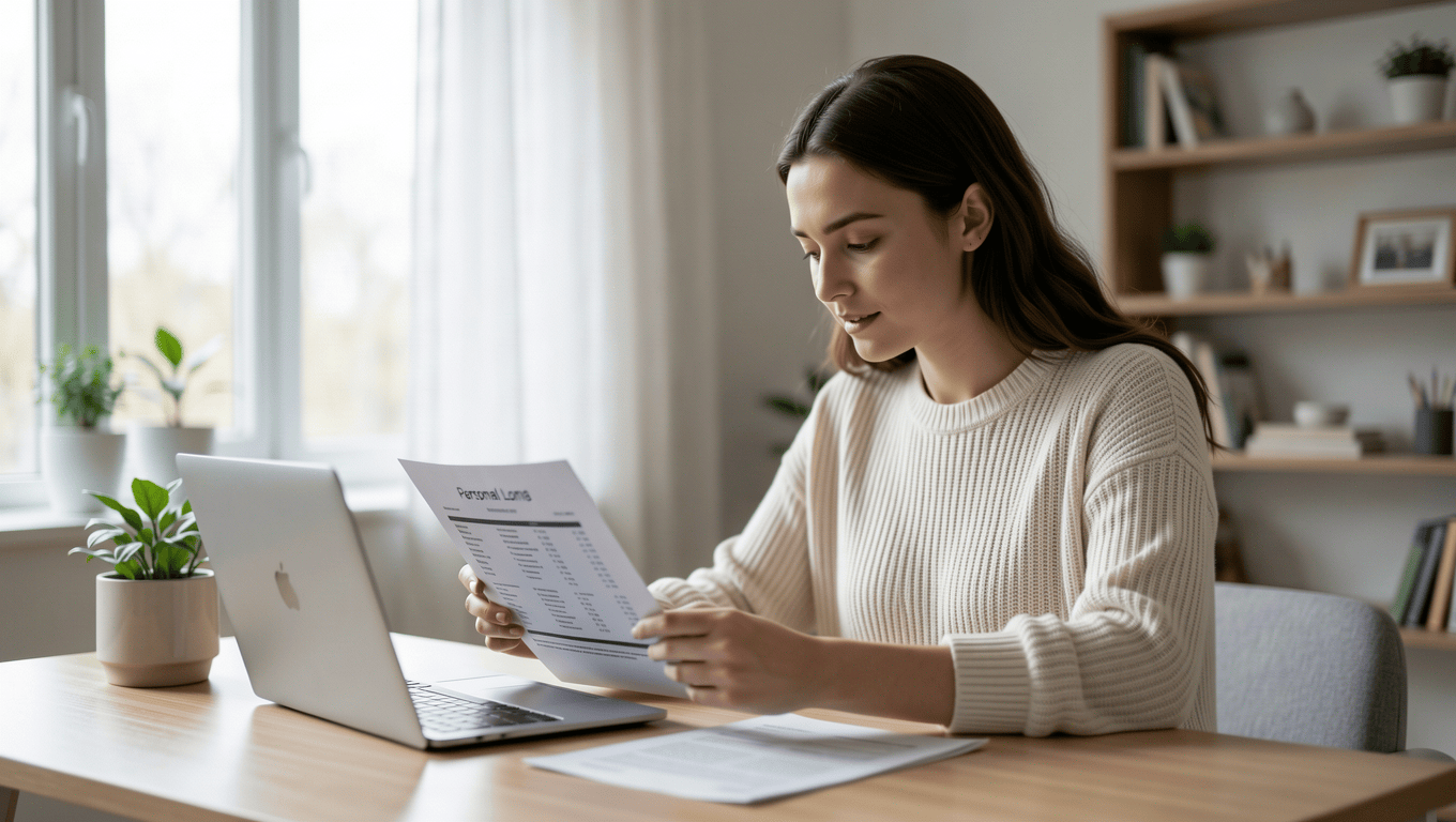 Woman reviewing $3000 loan documents in Texas for 2026.
