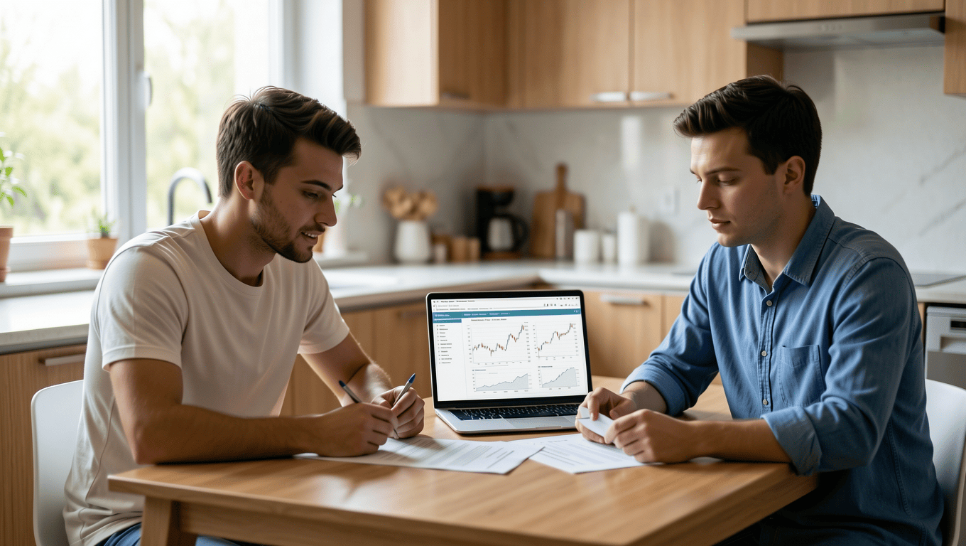 couple reviewing 30000 dollar loan documents in Texas kitchen