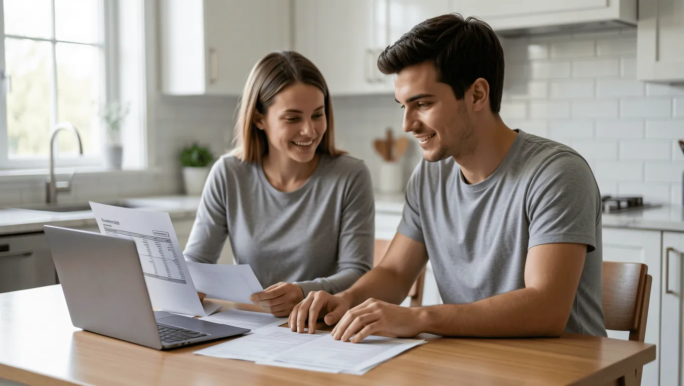 Couple Reviewing Loan Documents for $4000 Loan Texas