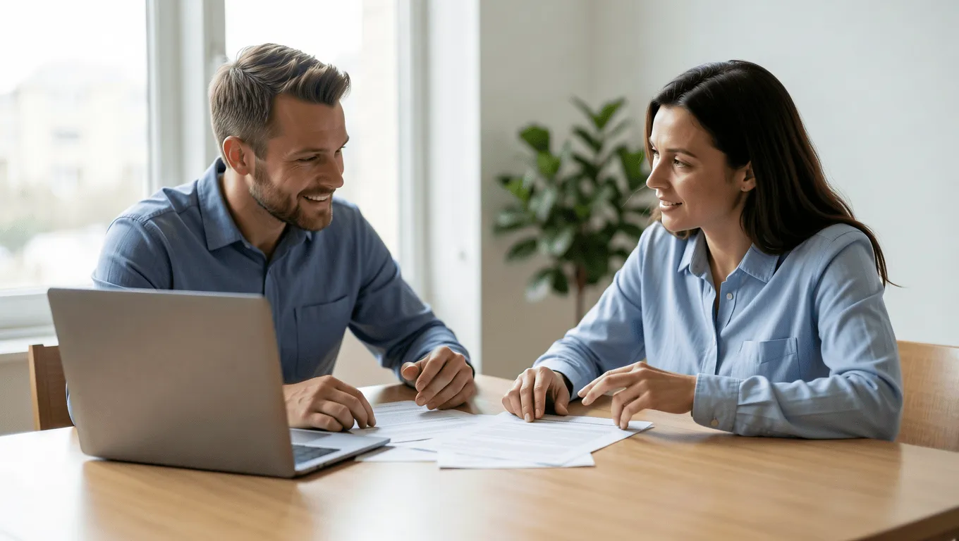Texas couple reviewing $5000 loan approval documents.