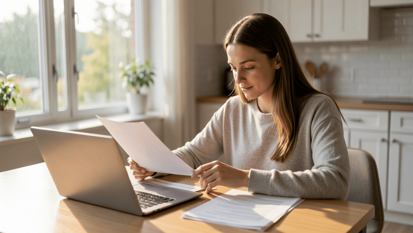 Woman reviewing $750 loan approval documents in Texas.