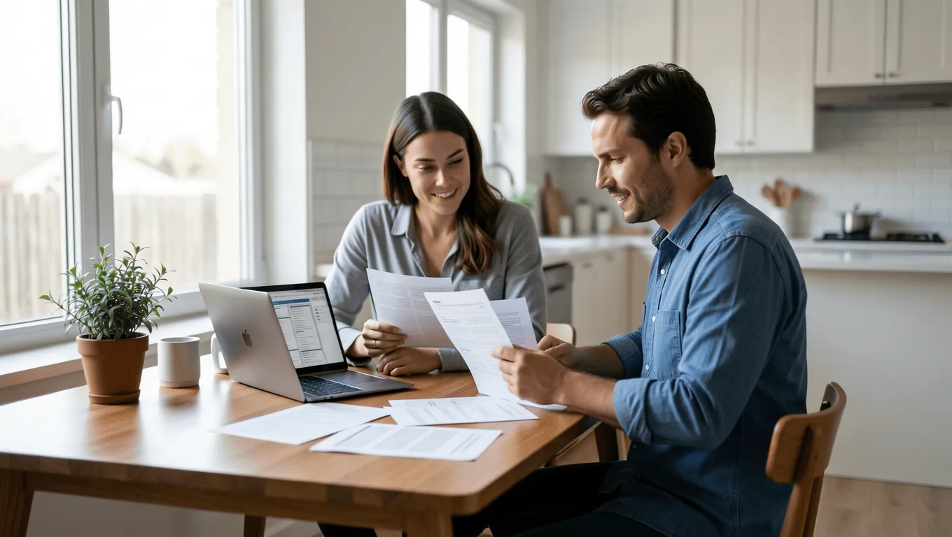 couple reviewing $7500 loan offers in Texas