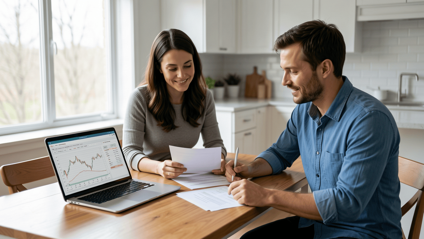 Couple Reviewing Loan Documents for $8000 Loan in Texas