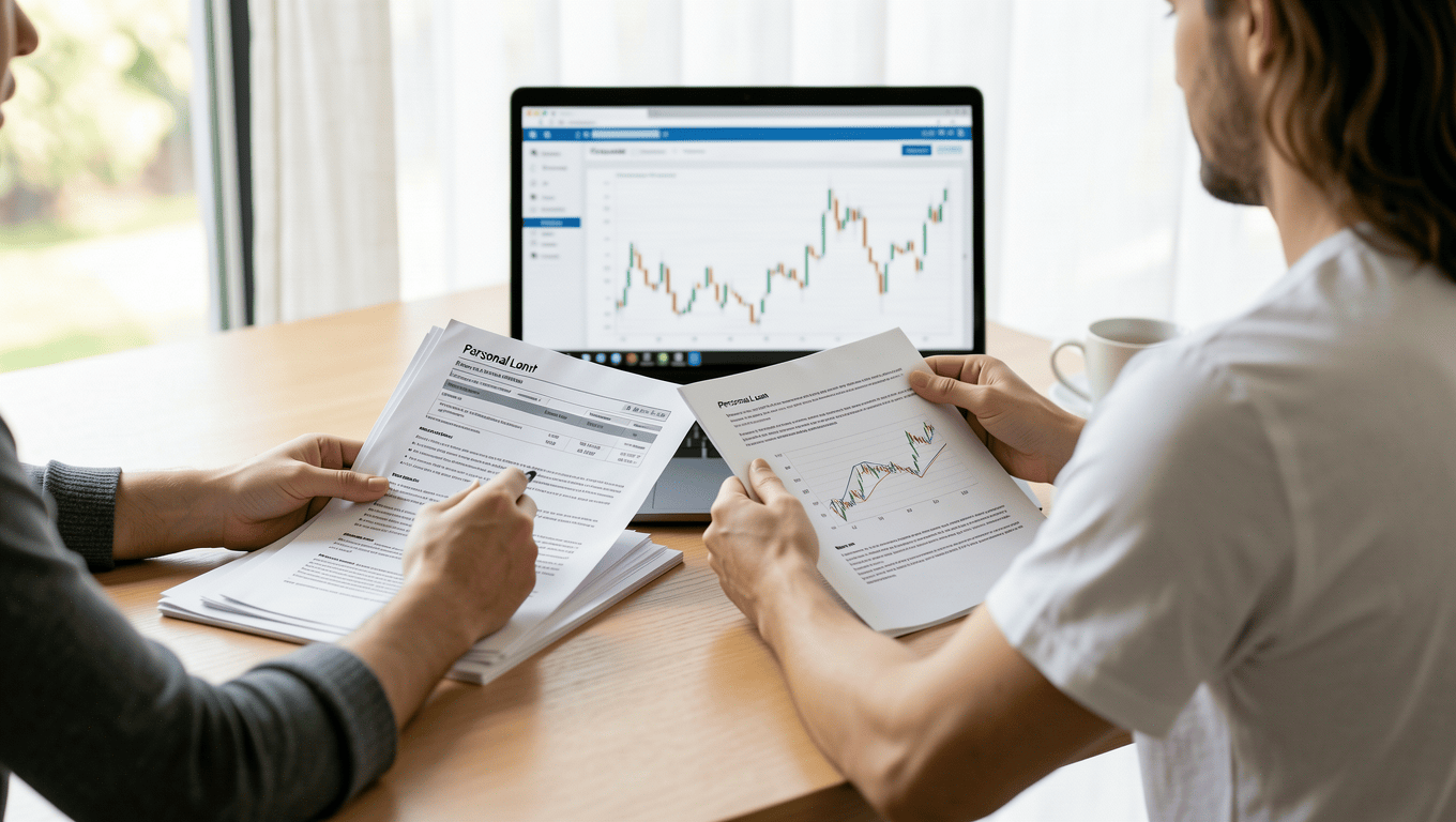 Couple Reviewing Furniture Loan Documents in Texas