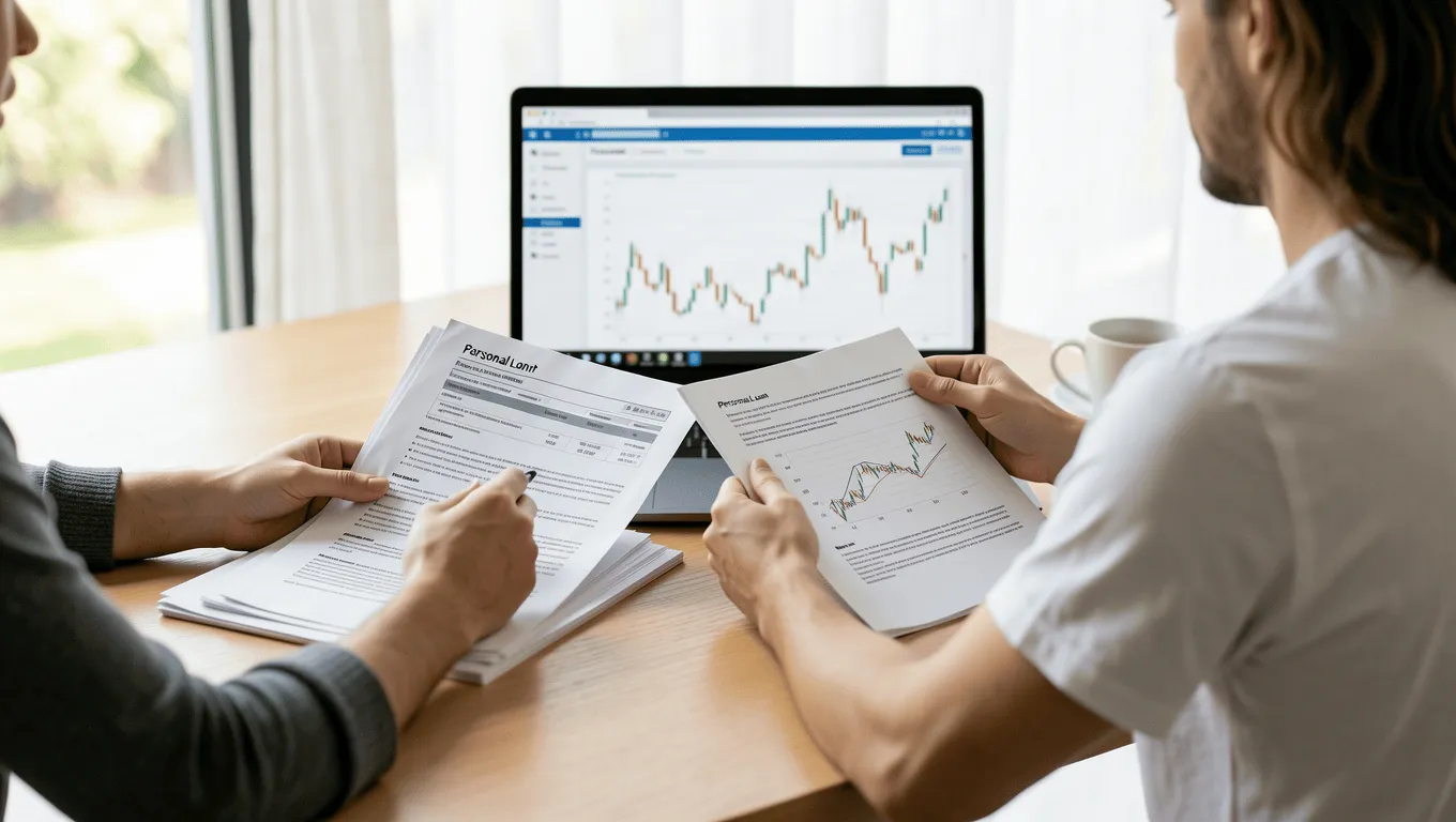 Couple Reviewing Furniture Loan Documents in Texas