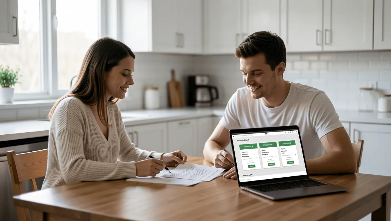 couple reviewing mattress financing documents in Texas