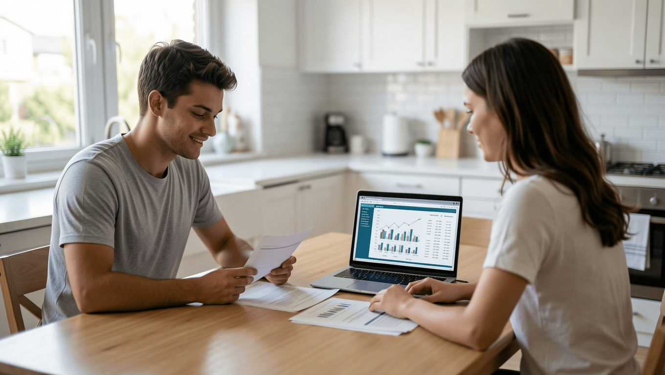 couple discussing motorcycle loan options in Texas