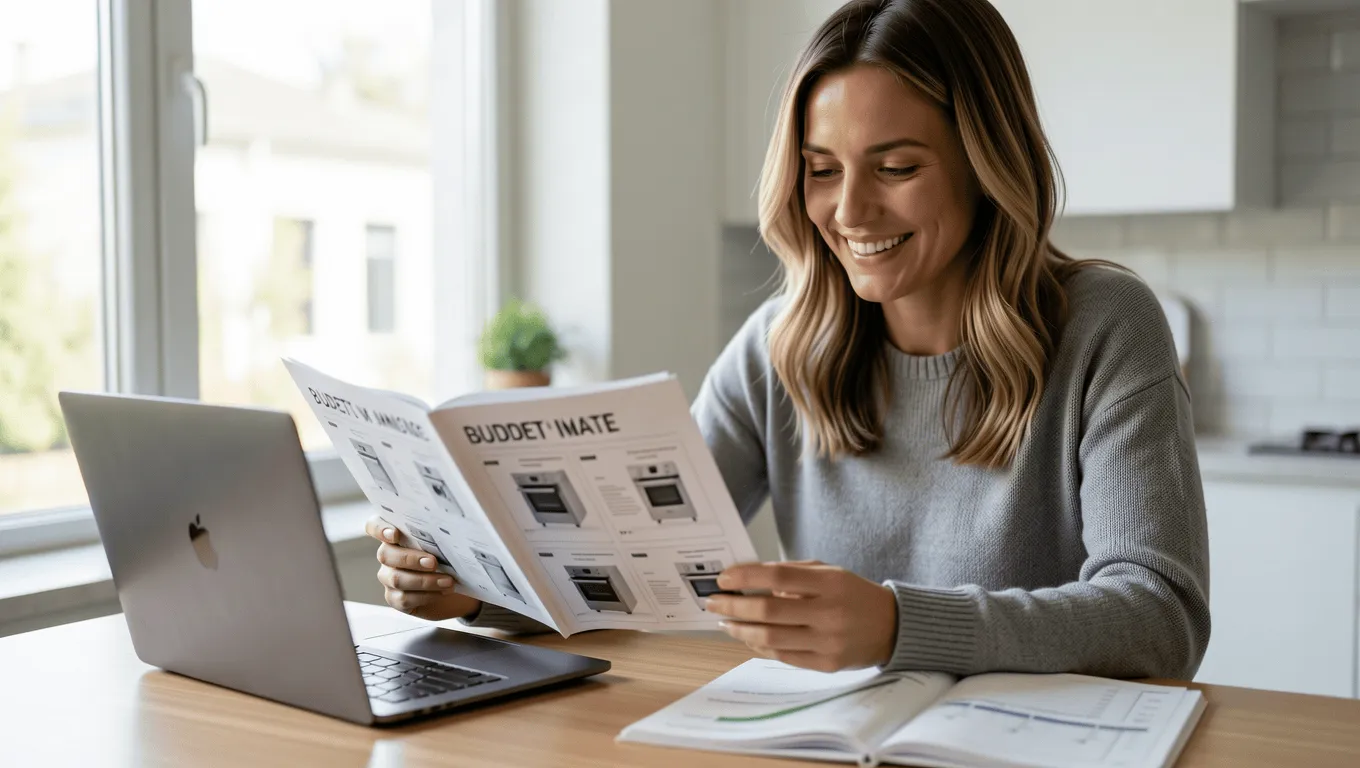 Woman Budgeting for New Oven Financing in Texas