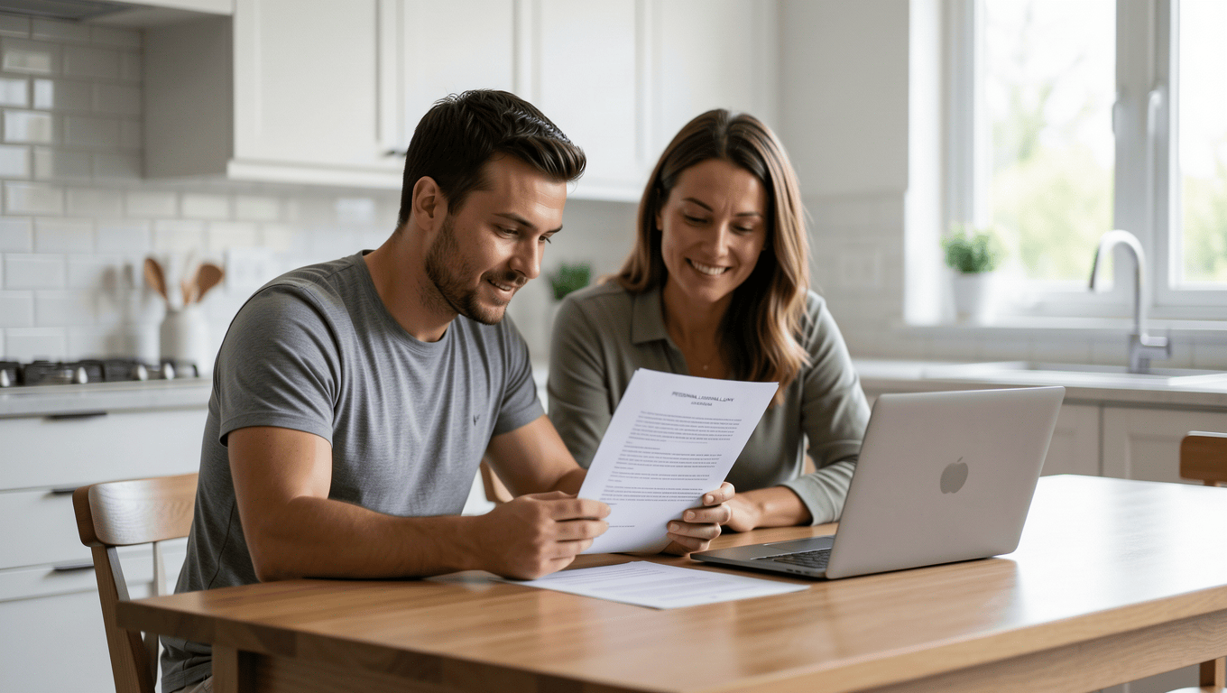 Couple discussing refrigerator financing options in Texas.
