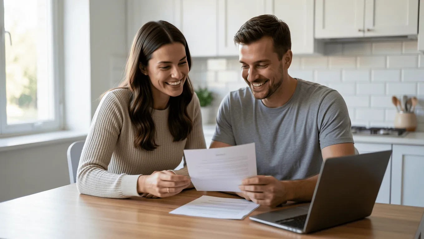 Couple reviewing vacation loan approval in Texas