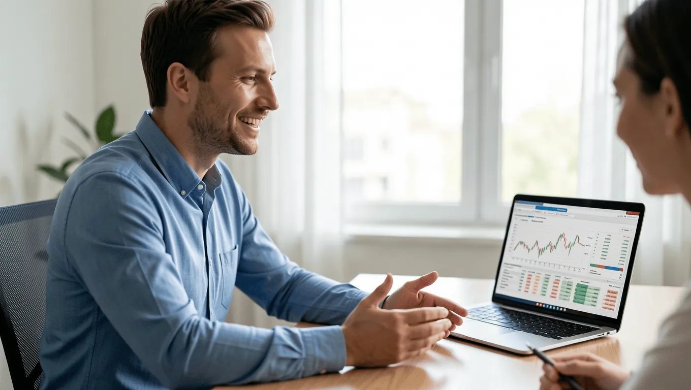 Texas man meeting with a financial advisor about recreational equipment financing.