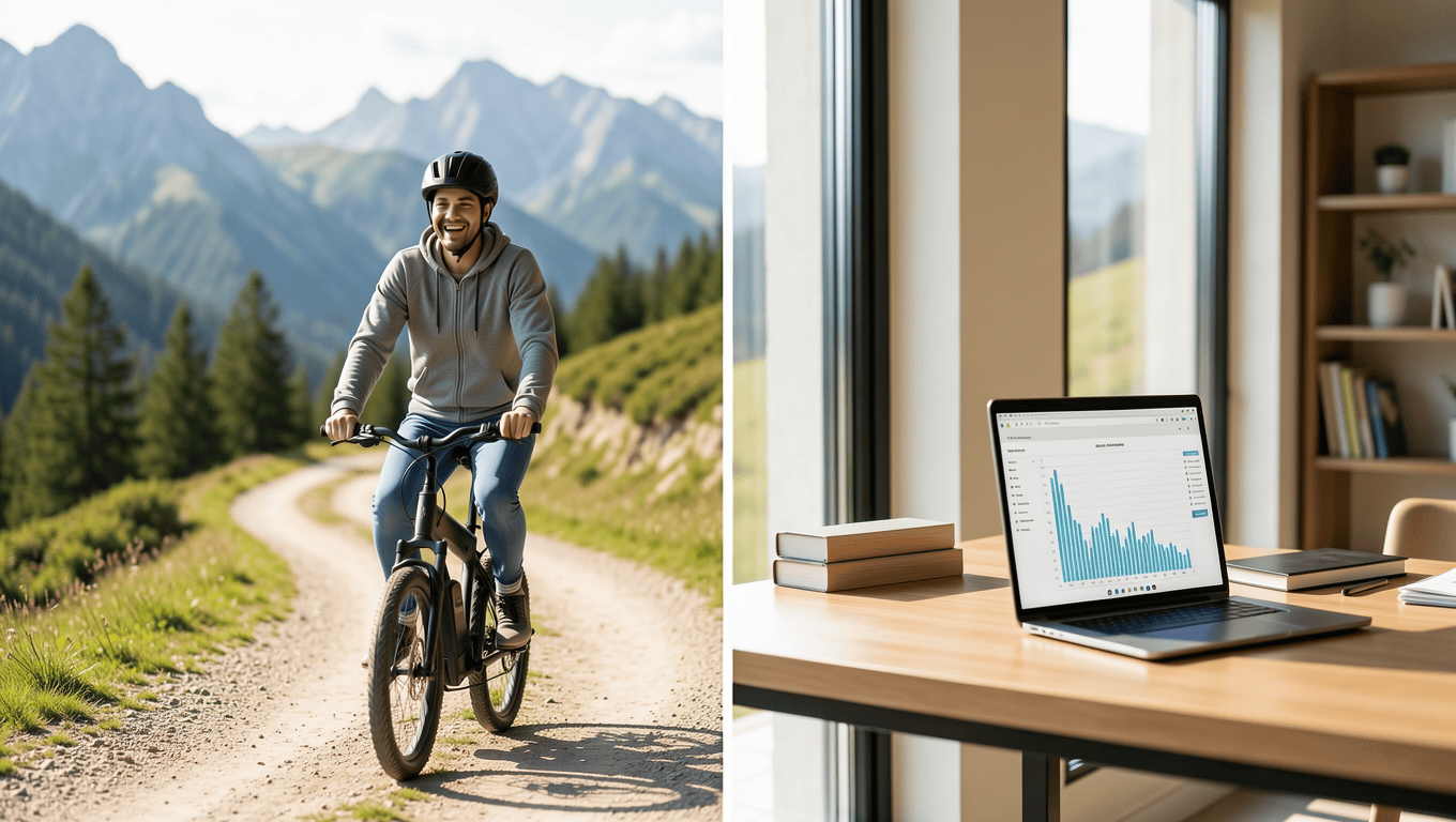man enjoying ebike ride after getting loan